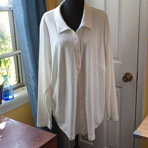 NWOT Isaac Mizrahi Live! Women's 3XL 100% Pima cotton long sleeve button shirt